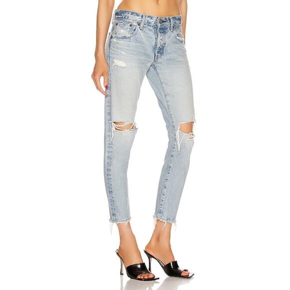 Moussy Vintage MV Yardley Tapered Jeans In Light Blue Wash Size 25 Straight Leg - Picture 1 of 10